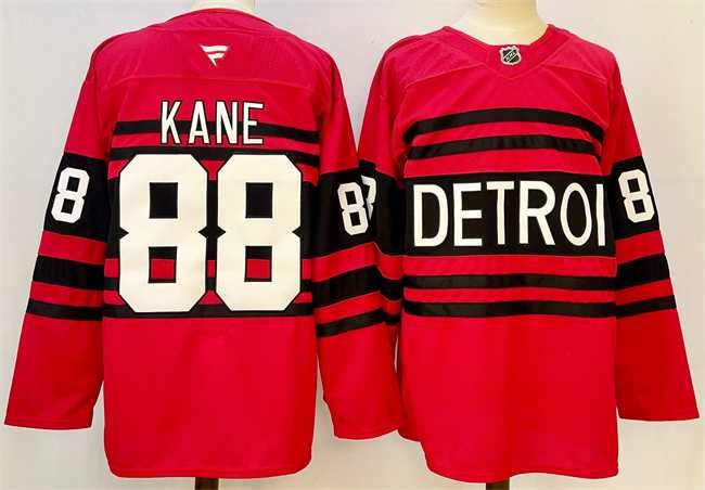 Mens Detroit Red Wings #88 Patrick Kane Red 2024-25 Reverse Retro Stitched Jersey